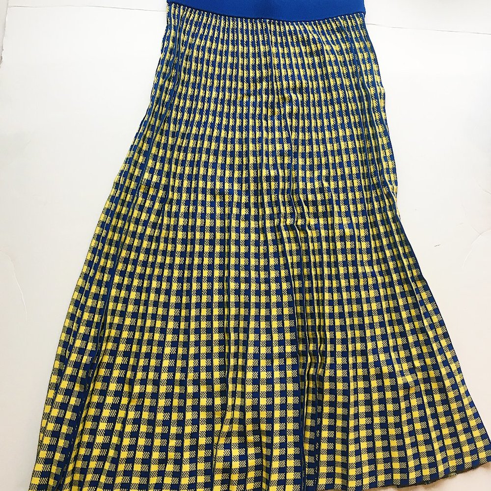 DEREK LAM 10 CROSBY Pleated Gingham Jacquard Skirt